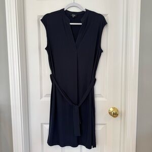 Jones New York Navy Cap Sleeve Dress with Self Tie Size 4
